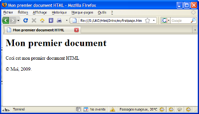 Rsultat du document myfirstpage.htm dans Firefox