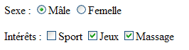 Options et cases à cocher
