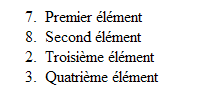 Numrotation des listes ordonnes