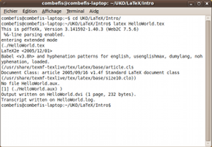 Compilation du fichier HelloWorld.tex