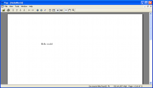 Le fichier HelloWorld.dvi ouvert dans YAP