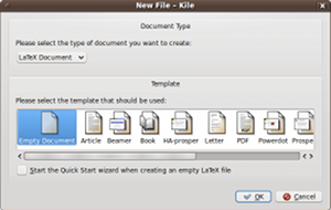 Crer un nouveau document avec Kile
