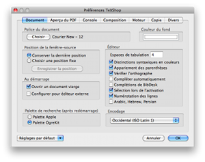 Modifier les options de TeXShop