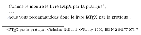 Espaces avec les notes de bas de pagInsertion avance de note