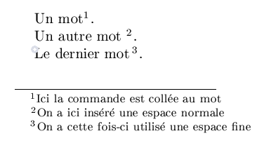 Espaces avec les notes de bas de page